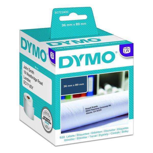 Dymo Etik., Adressetiketten groß, 36x89mm , 1 VE= 2 Rollen je 260 Etiketten
