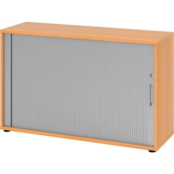 Rolladenschrank 2 OH BxTxH 120x40x74,8cm Griff BS Buche/Silber