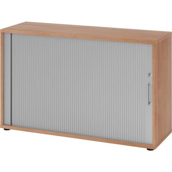Rolladenschrank 2 OH BxTxH 120x40x74,8cm Griff BS Nussbaum/Silber