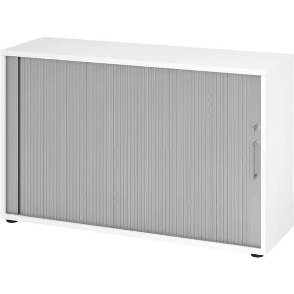 Rolladenschrank 2 OH BxTxH 120x40x74,8cm Griff BS Weiß/Silber