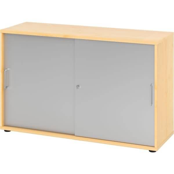 Schiebetürschrank Derie 9 2 OH BxTxH 120x40x74,8cm Griff BS Ahorn/Silber