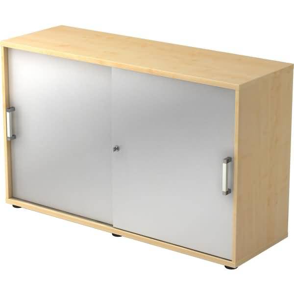 Schiebetürschrank Derie 9 2 OH BxTxH 120x40x74,8cm Griff CE Ahorn/Silber