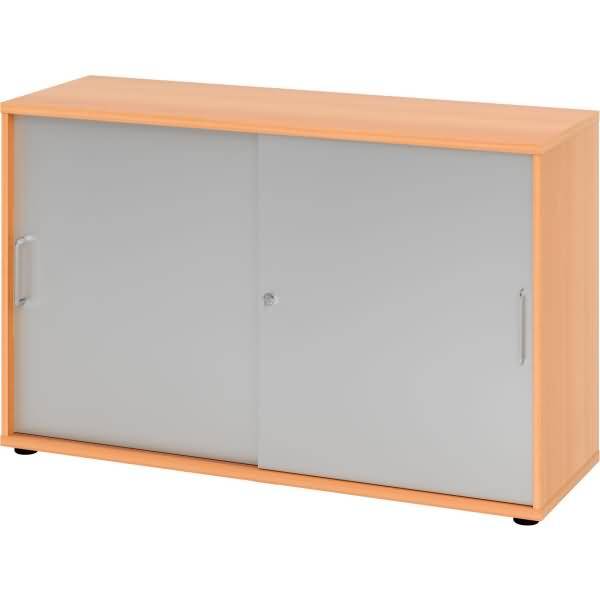 Schiebetürschrank Derie 9 2 OH BxTxH 120x40x74,8cm Griff BS Buche/Silber