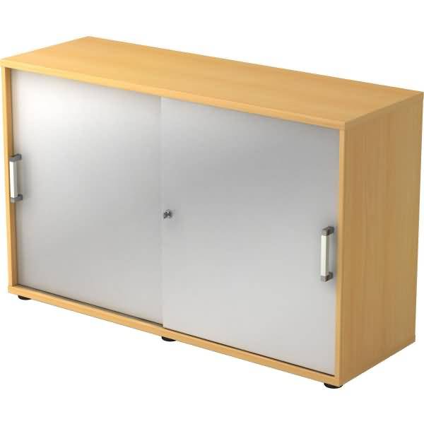 Schiebetürschrank Derie 9 2 OH BxTxH 120x40x74,8cm Griff CE Buche/Silber