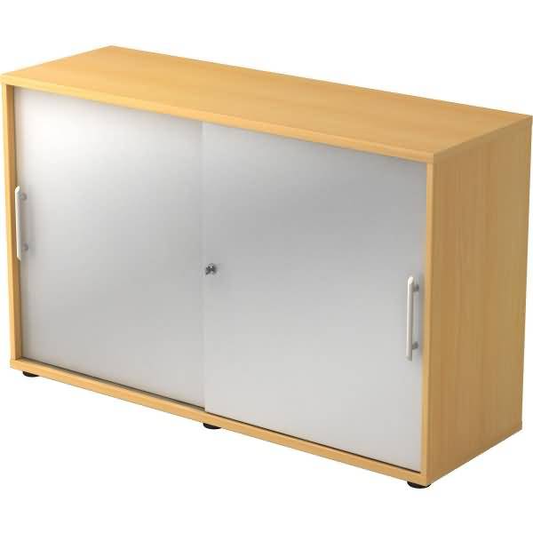 Schiebetürschrank Derie 9 2 OH BxTxH 120x40x74,8cm Griff RE Buche/Silber