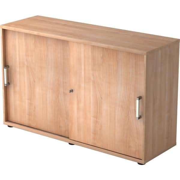 Schiebetürschrank Derie 9 2 OH BxTxH 120x40x74,8cm Griff CE Nussbaum/Nussbaum