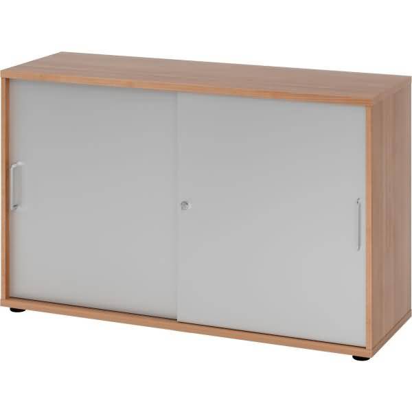 Schiebetürschrank Derie 9 2 OH BxTxH 120x40x74,8cm Griff BS Nussbaum/Silber