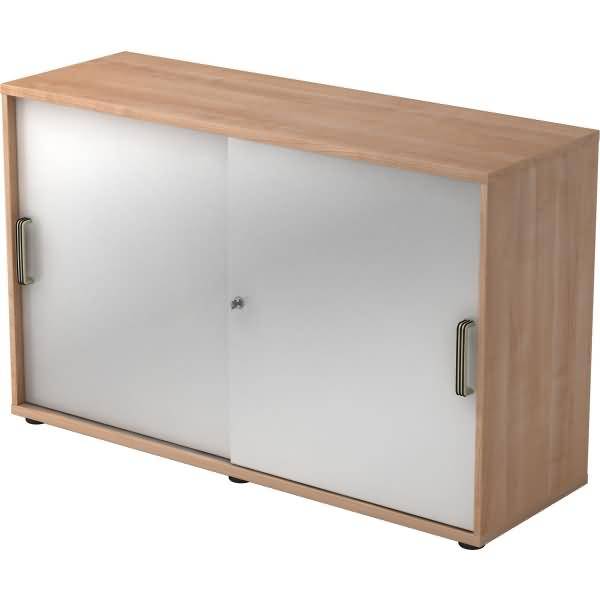 Schiebetürschrank Derie 9 2 OH BxTxH 120x40x74,8cm Griff SG Nussbaum/Silber