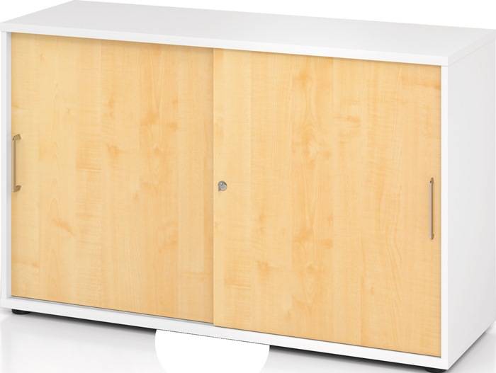 Schrank Teda-Z H748xB1200xT400mm weiß/Ahorndekor 3 OH 2 Schiebetüren zerlegt