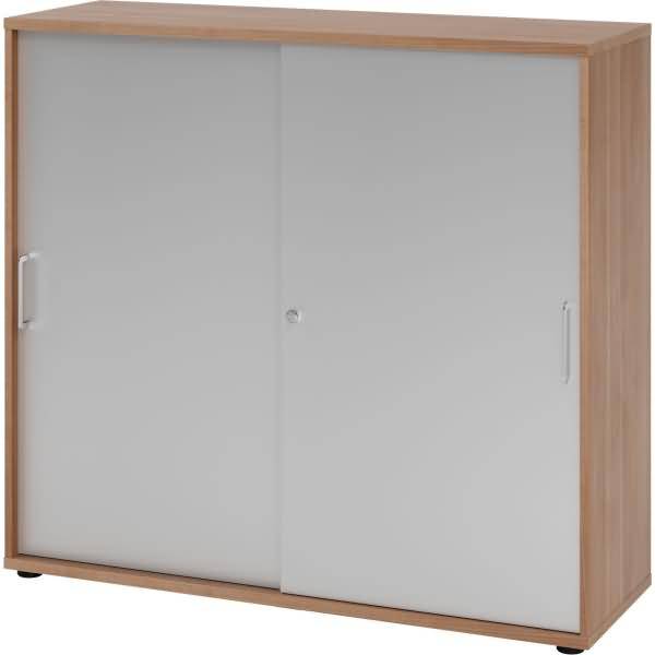 Schiebetürenschrank Serie 9 3OH BxTxH 120x40x110cm Griff BS Nussbaum/Silber