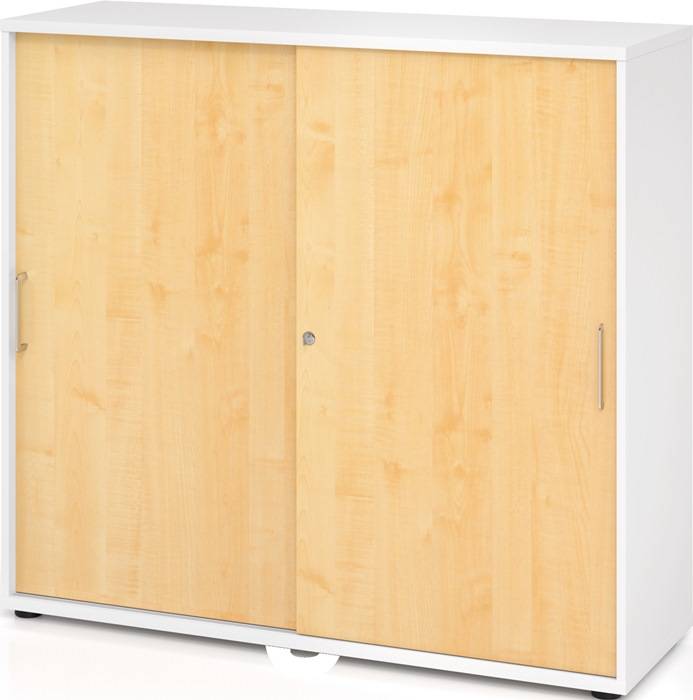 Schrank Teda-Z H1100xB1200xT400mm weiß/Ahorndekor 3 OH 2 Schiebetüren zerlegt