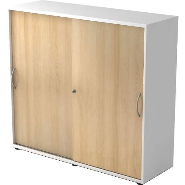 Schiebetürenschrank Serie 9 3OH BxTxH 120x40x110cm Griff BM Weiß/Eiche