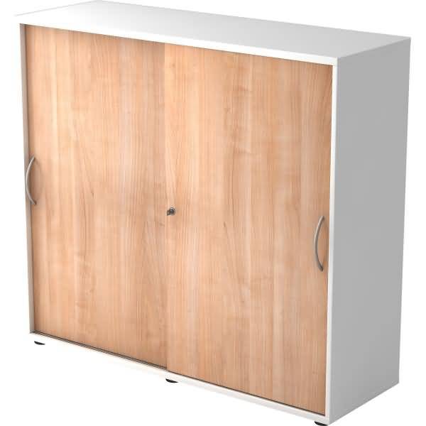 Schiebetürenschrank Serie 9 3OH BxTxH 120x40x110cm Griff BM Weiß/Nussbaum