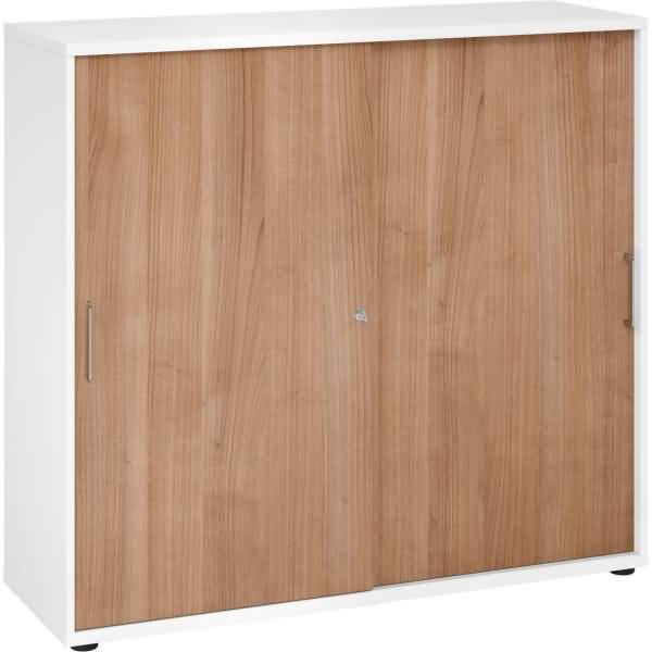 Schiebetürenschrank Serie 9 3OH BxTxH 120x40x110cm Griff BS Weiß/Nussbaum