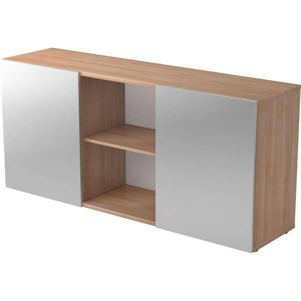 Sideboard 2 OH BxTXH 160x42x74,8cm Schiebetüren Nussbaum/Silber