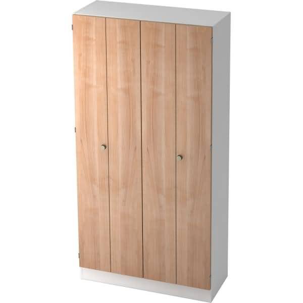 Falttürenschrank Solid 5OH BxTxH 100x42x200,4cm Griff SG Weiß/Nussbaum