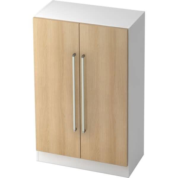 Schrank Solid 3OH BxTxH 80x42x127cm Griff CE Weiß/Eiche