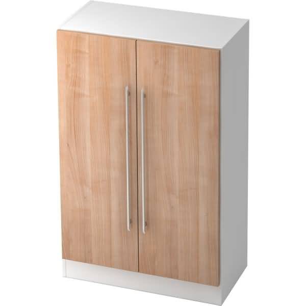 Schrank Solid 3OH BxTxH 80x42x127cm Griff RE Weiß/Nussbaum