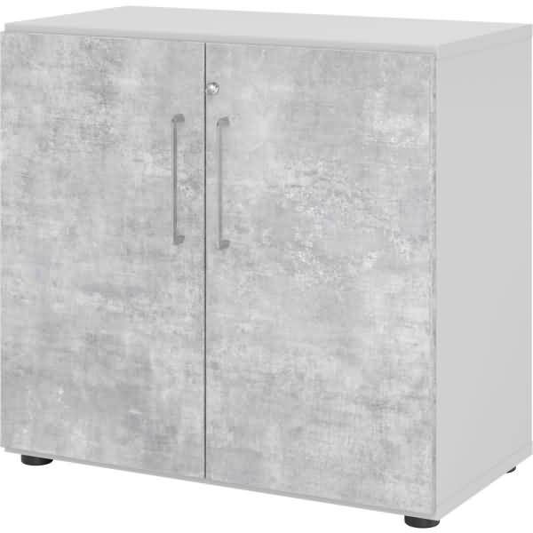 Schrank Serie 9 2OH BxTxH 80x42x74,8cm Griff BS Grau/Beton
