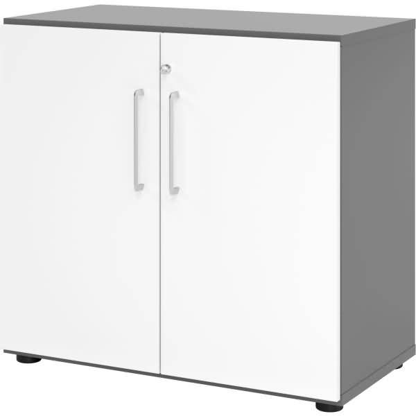 Schrank Serie 9 2OH BxTxH 80x42x74,8cm Griff BS Graphit/Weiß