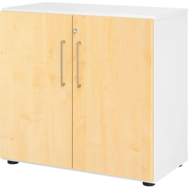 Schrank Serie 9 2OH BxTxH 80x42x74,8cm Griff BS Weiß/Ahorn