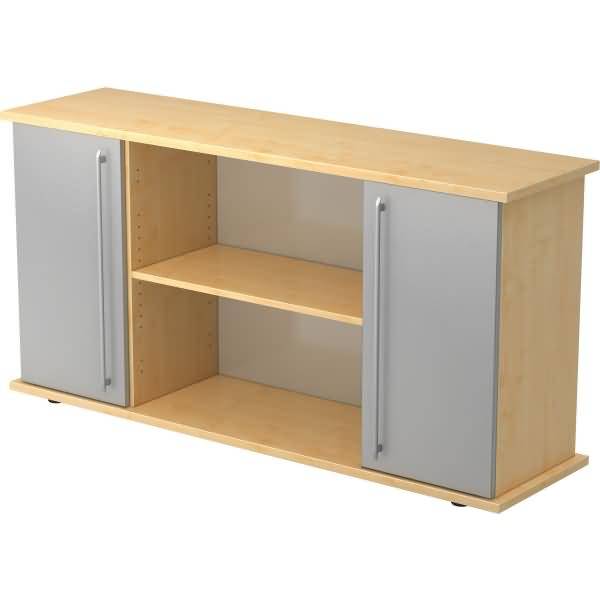 Sideboard SB 2OH 2 Türen BxTxH 166,1x44,8x84cm Griff RE Ahorn/Silber