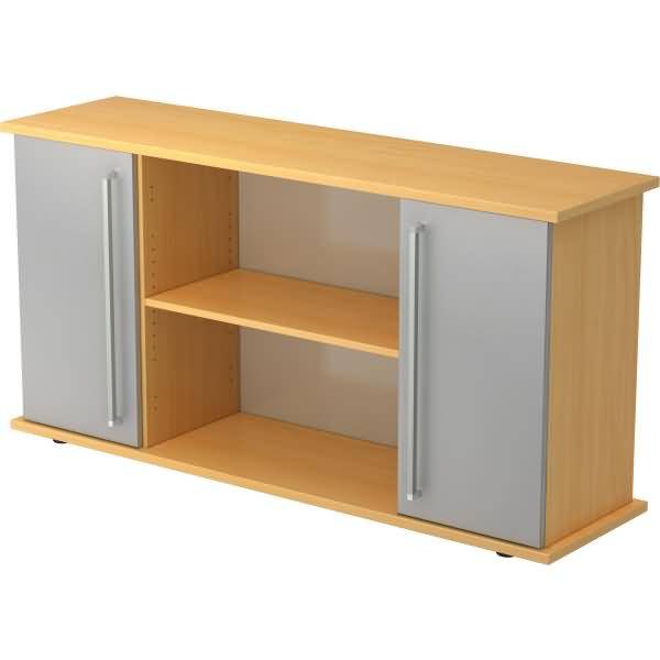 Sideboard SB 2OH 2 Türen BxTxH 166,1x44,8x84cm Griff CE Buche/Silber