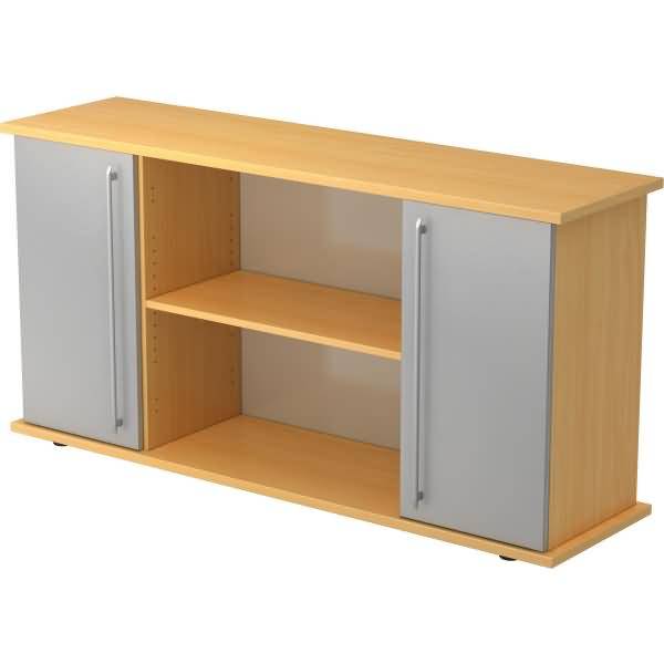 Sideboard SB 2OH 2 Türen BxTxH 166,1x44,8x84cm Griff RE Buche/Silber