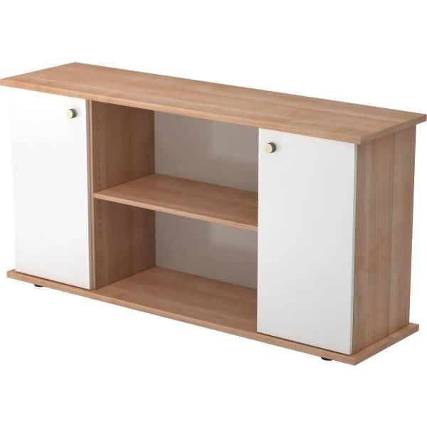 Sideboard SB 2OH 2 Türen BxTxH 166,1x44,8x84cm Griff SG Nussbaum/Weiß