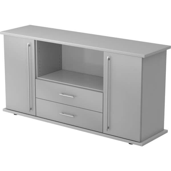 Sideboard SB 2OH 2 Schübe BxTxH 166,1x44,8x84cm Griff RE Grau/Silber