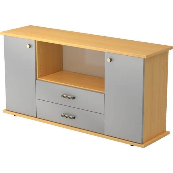 Sideboard SB 2OH 2 Schübe BxTxH 166,1x44,8x84cm Griff SG Buche/Silber