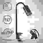 B.K.Licht LED Klemmleuchte Vintage Leselampe Flexibel Tischlampe Retro Bett Schwarz E27
