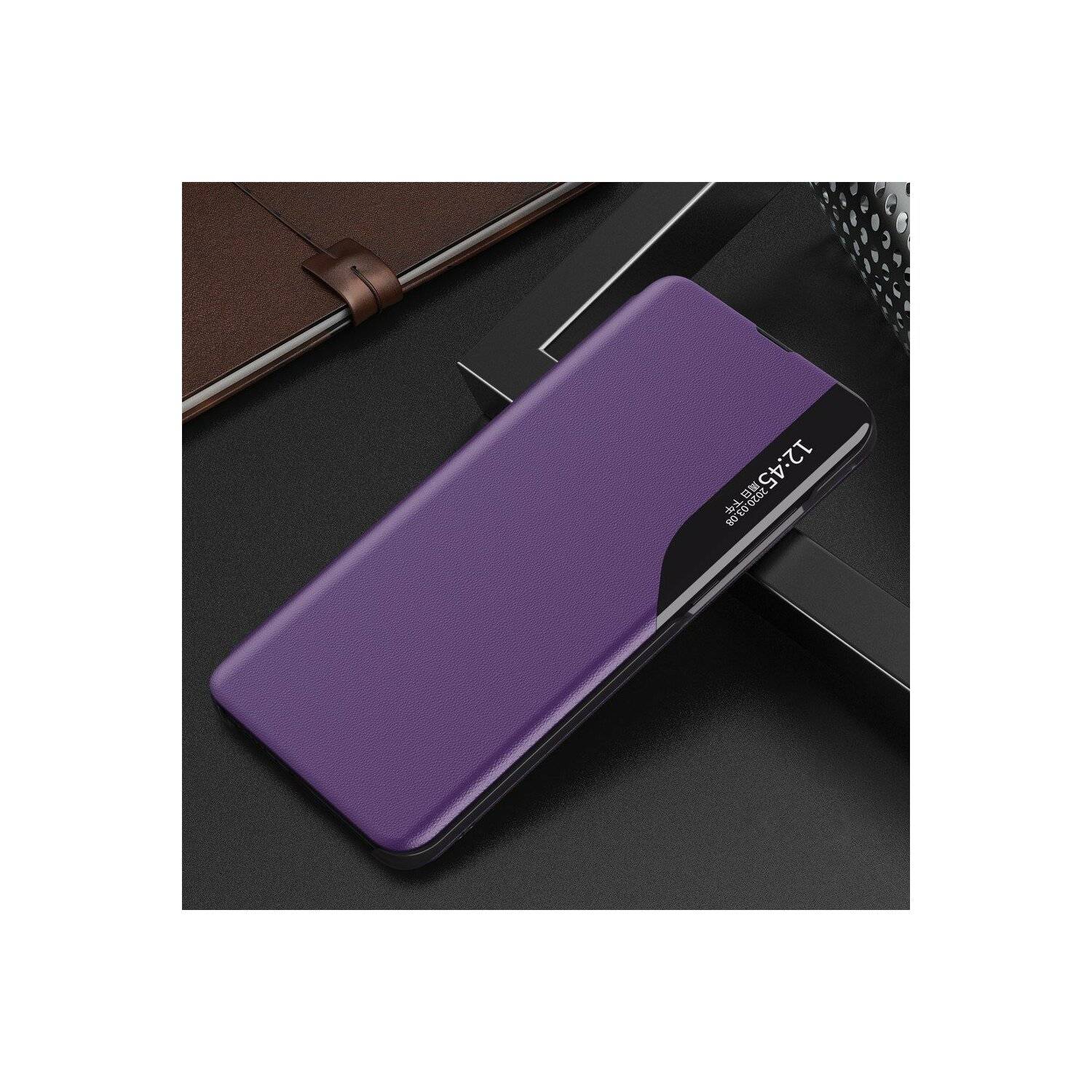 Eco Leather View Case Buch Tasche Leder Handyhülle aufklappbare Hülle Standfunktion für Samsung Galaxy S20 (G980F) Lila