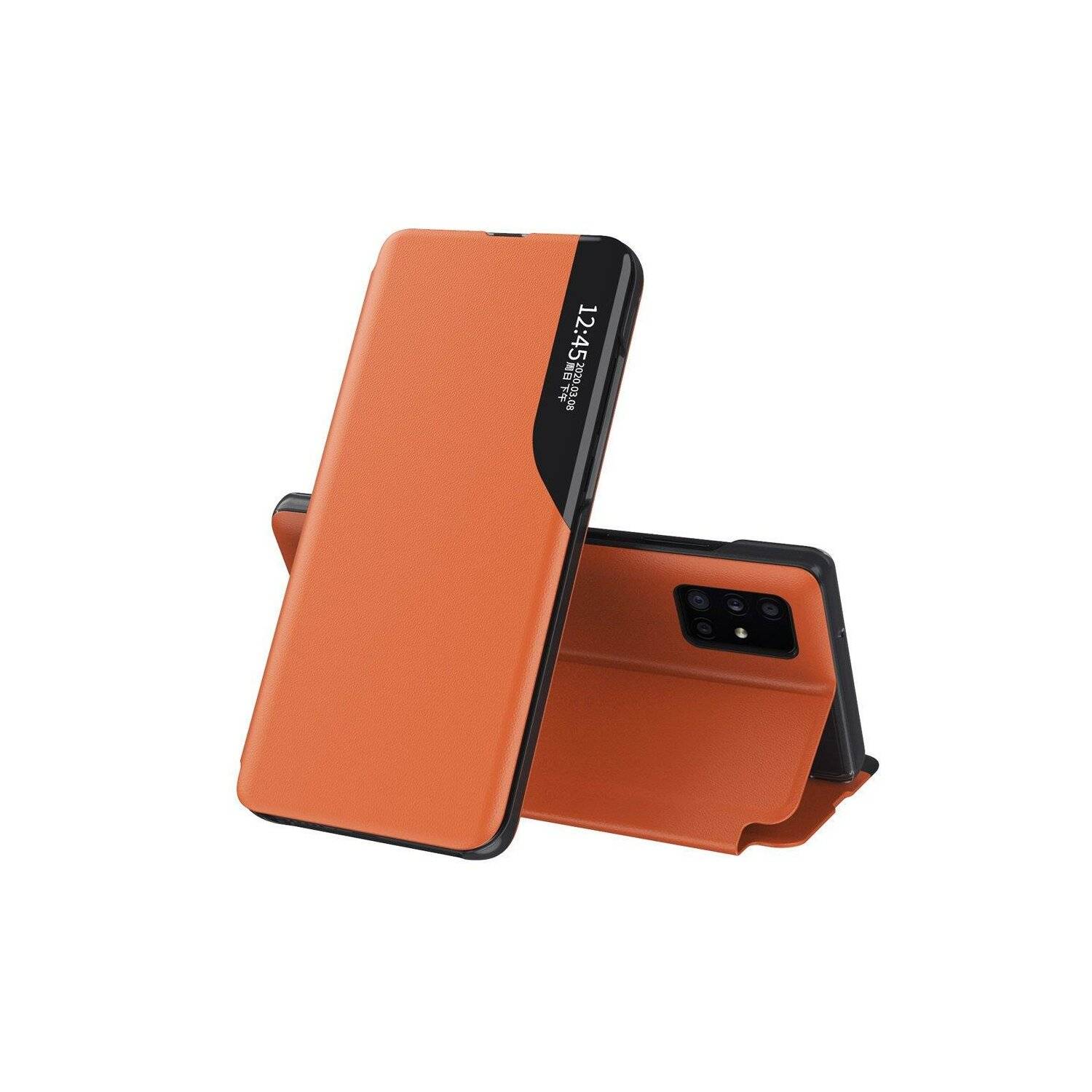 Eco Leather View Case Buch Tasche Leder Handyhülle aufklappbare Hülle Standfunktion für Xiaomi Mi 10 Pro Orange