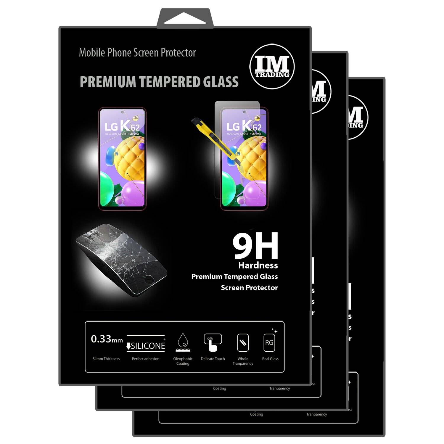 cofi1453 3X Schutz Schutz Glas 9H Tempered Glass Display Schutz Folie Display Glas Screen Protector für LG K62