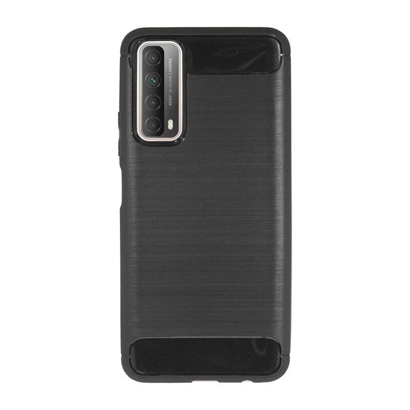 cofi1453® Silikon Hülle Bumper Carbon für Huawei P Smart 2021 Case TPU Soft Handyhülle Cover Schutzhülle Schwarz