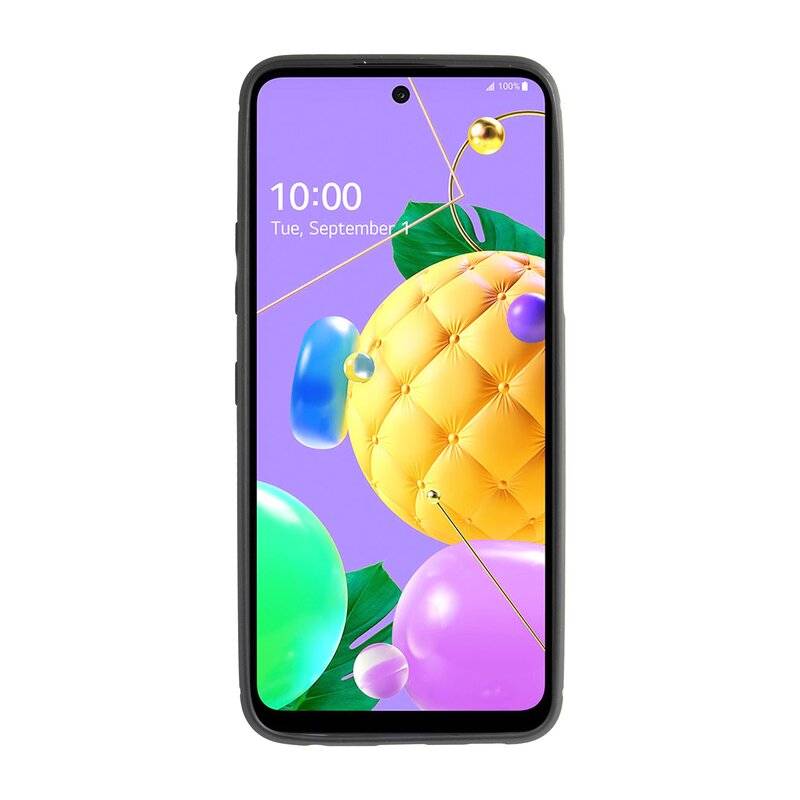 cofi1453® Silikon Hülle Bumper Carbon kompatibel mit LG K52 Case TPU Soft Handyhülle Cover Schutzhülle Schwarz