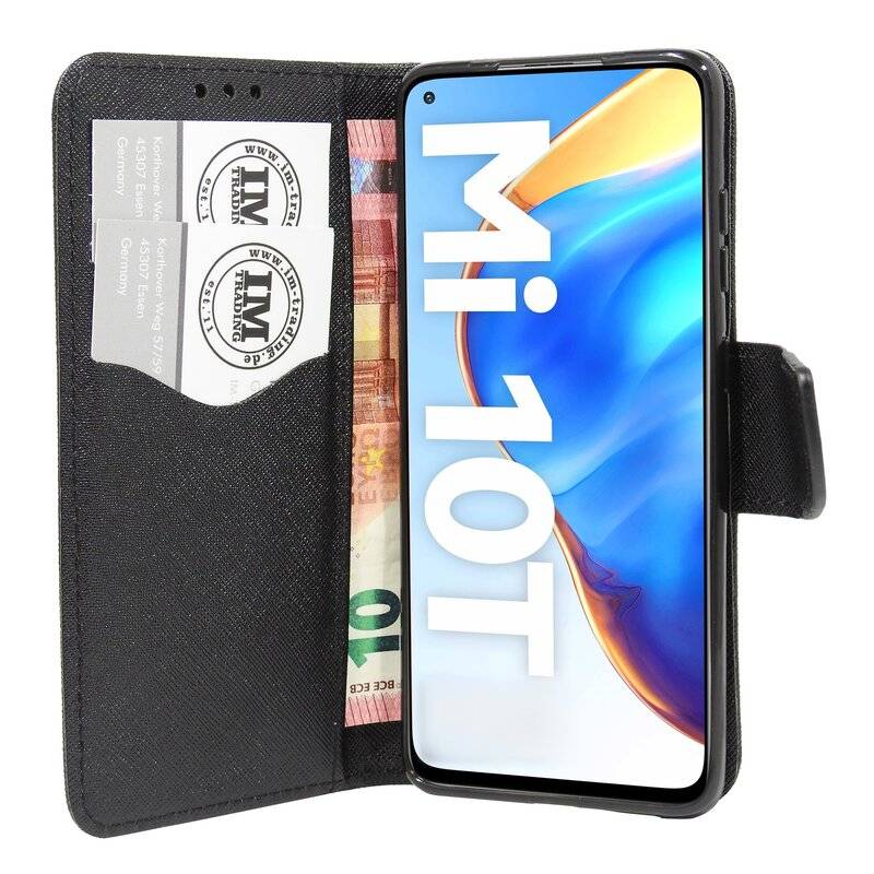 Buch Tasche "Fancy" für XIAOMI MI 10T Handy Hülle Etui Brieftasche Schutzhülle mit Standfunktion, Kartenfach Schwarz