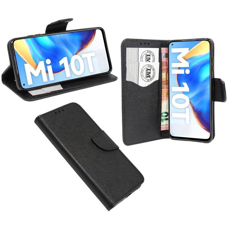 Buch Tasche "Fancy" für XIAOMI MI 10T PRO Handy Hülle Etui Brieftasche Schutzhülle mit Standfunktion, Kartenfach Schwarz