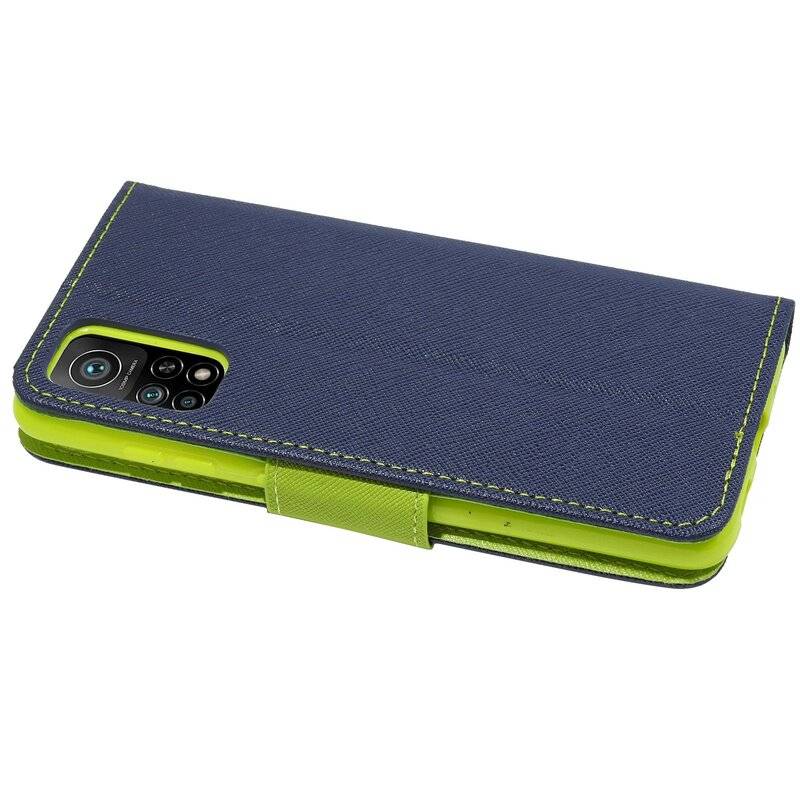Buch Tasche "Fancy" für XIAOMI MI 10T Handy Hülle Etui Brieftasche Schutzhülle mit Standfunktion, Kartenfach Blau-Grün