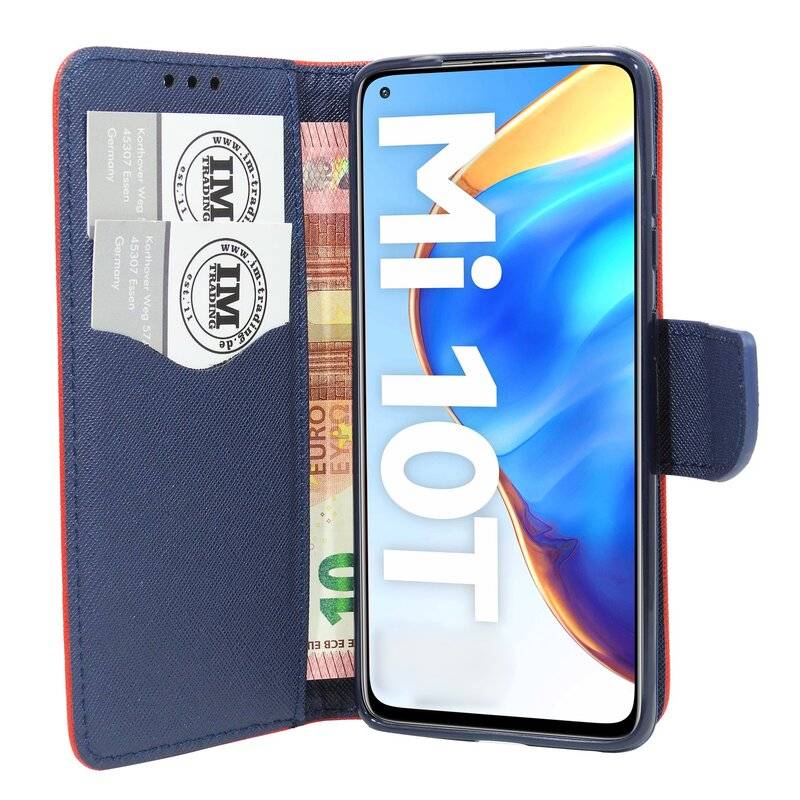 Buch Tasche "Fancy" für XIAOMI MI 10T PRO Handy Hülle Brieftasche Schutzhülle mit Standfunktion, Kartenfach Rot-Blau