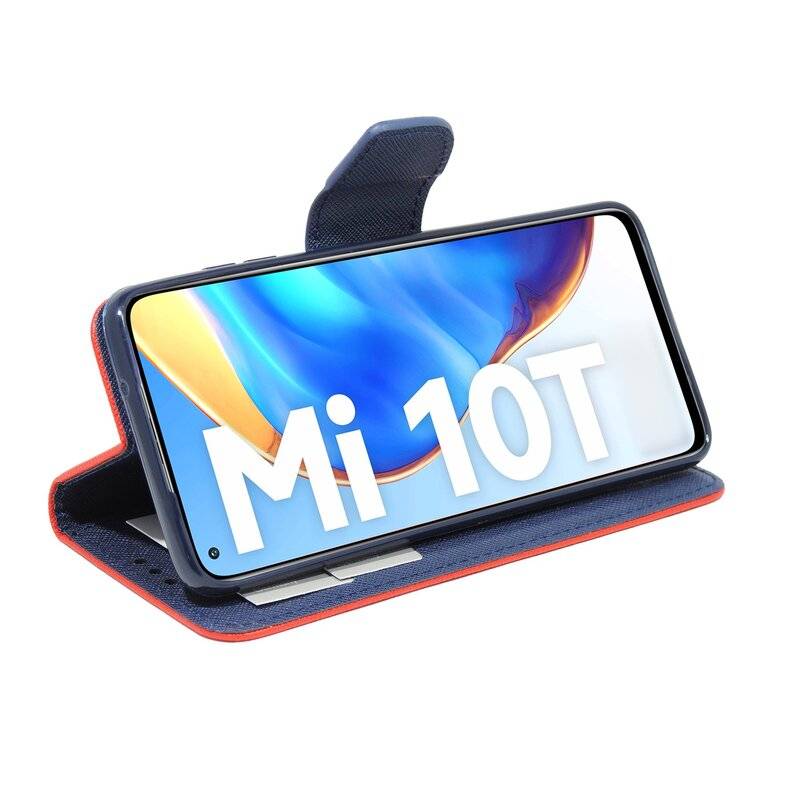 Buch Tasche "Fancy" für XIAOMI MI 10T PRO Handy Hülle Brieftasche Schutzhülle mit Standfunktion, Kartenfach Rot-Blau