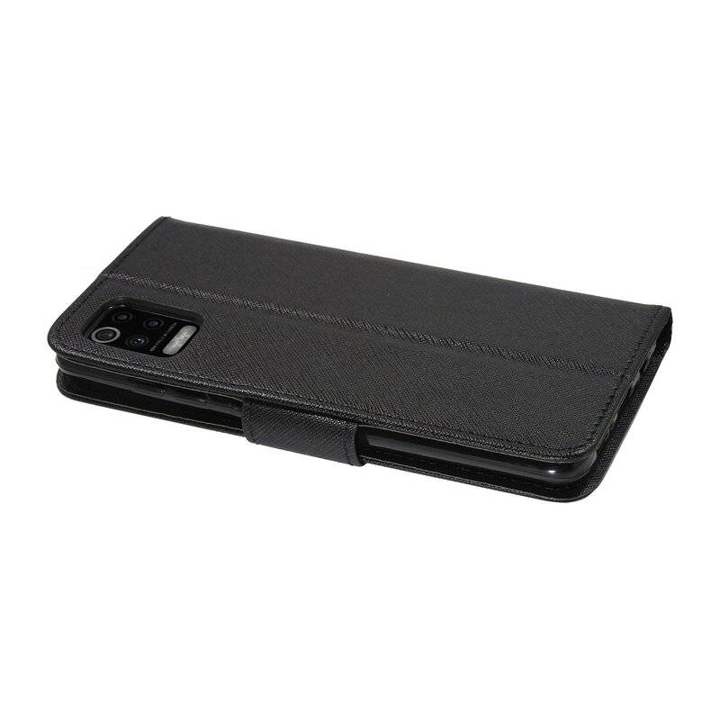 cofi1453® Buch Tasche "Fancy" für LG K42 Handy Hülle Etui Brieftasche Schutzhülle mit Standfunktion, Kartenfach Schwarz