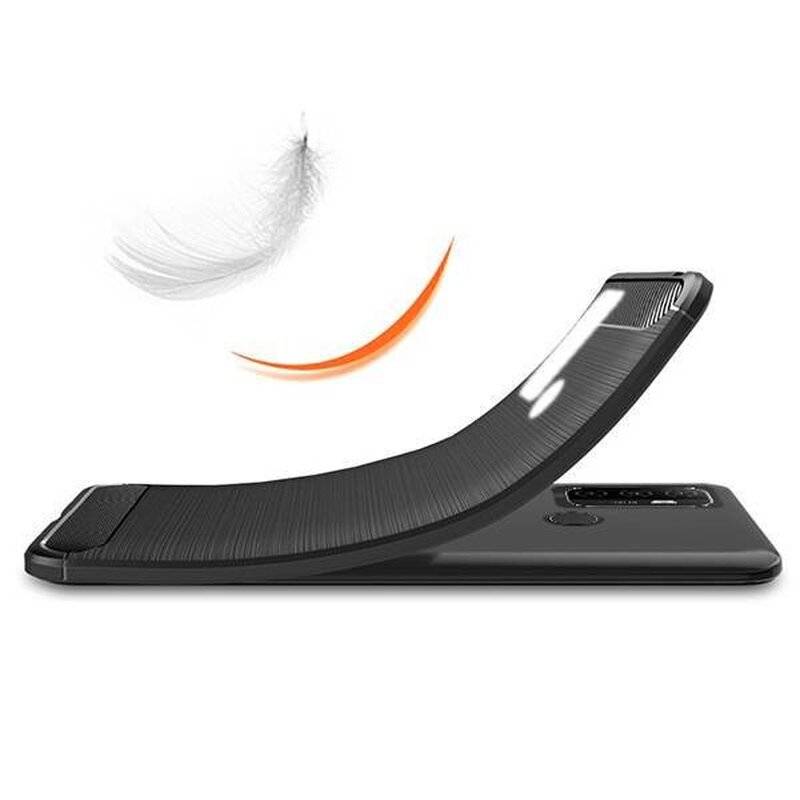 cofi1453® Silikon Hülle Bumper Carbon kompatibel mit Oppo A53 Case TPU Soft Handyhülle Cover Schutzhülle Schwarz