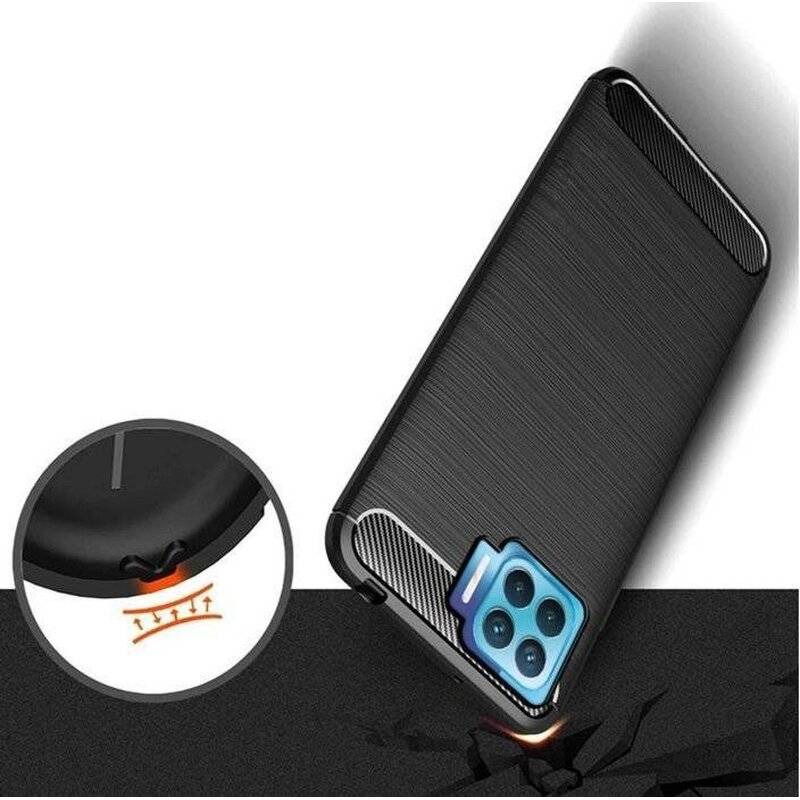 cofi1453® Silikon Hülle Bumper Carbon kompatibel mit Oppo A73 Case TPU Soft Handyhülle Cover Schutzhülle Schwarz
