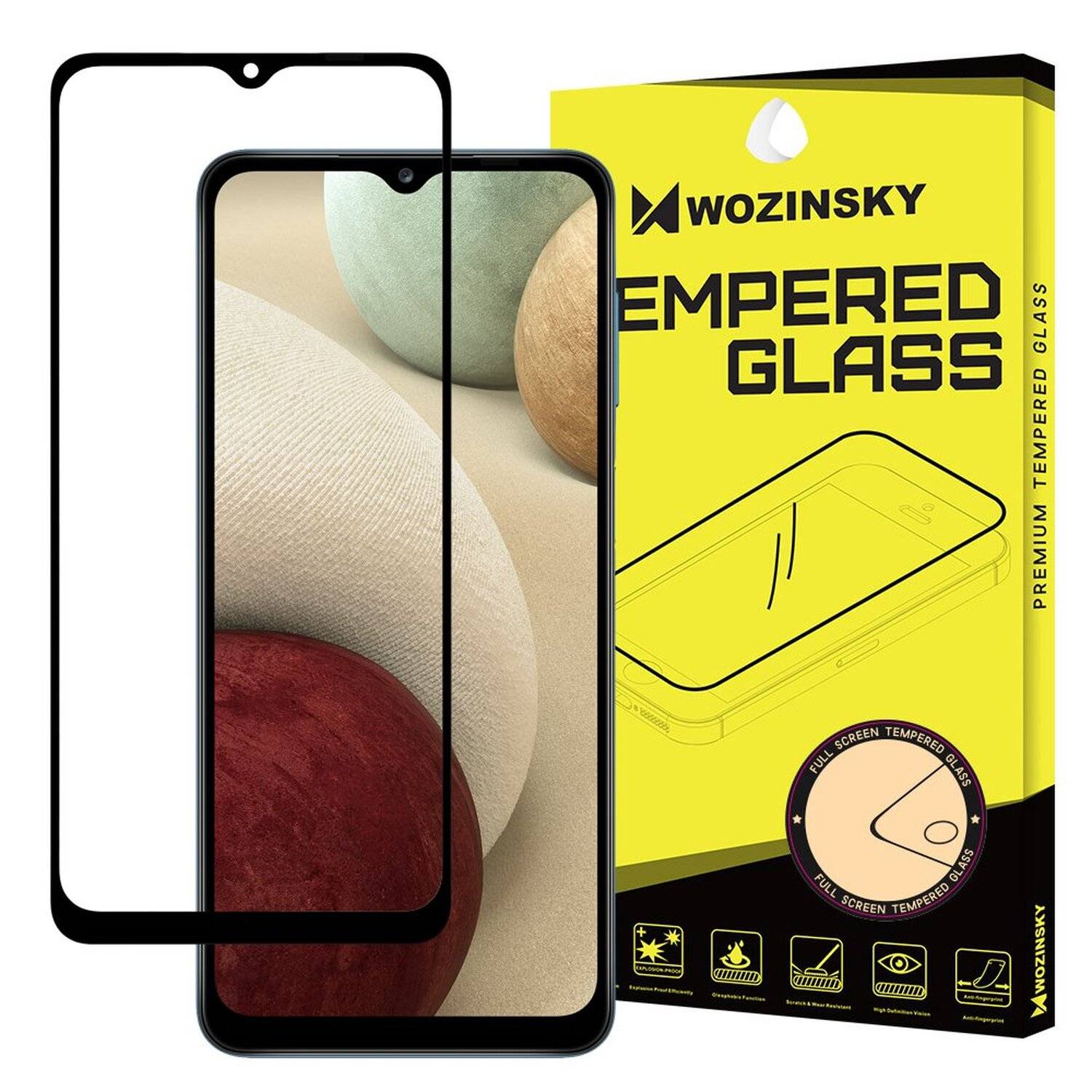 cofi1453® 5D Schutz Glas kompatibel mit SAMSUNG GALAXY A12 (A125F) Curved Schutz Folie Vollständig Klebend und Abdeckung