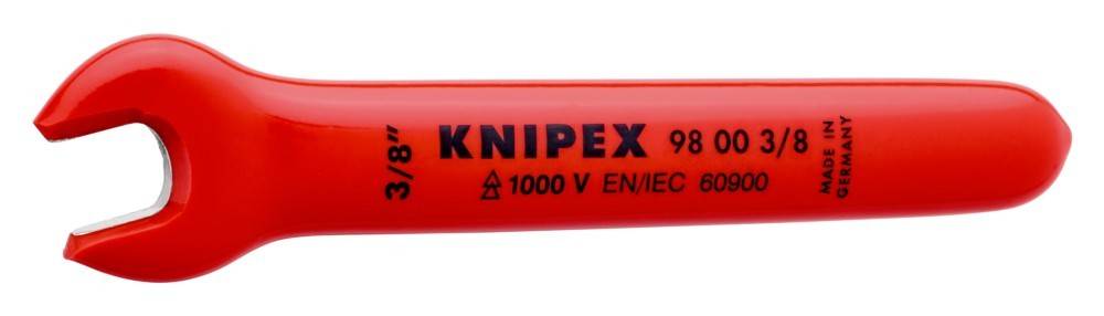 Rotes Werkzeug mit Griff, beschriftet mit 'KNIPEX 98', ausgelegt für '1000 V EN/IEC'.