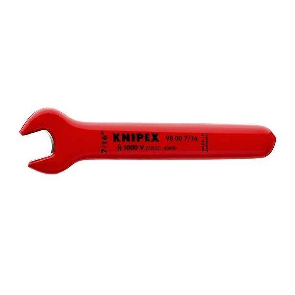 Rote isolierte KNIPEX-Zange mit offenen Backen, gezeigt auf weißem Hintergrund.