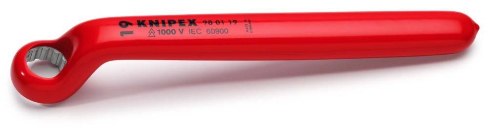 Rotes isoliertes KNIPEX Handwerkzeug mit geschlossenem Ringkopf, dargestellt auf weißem Hintergrund.