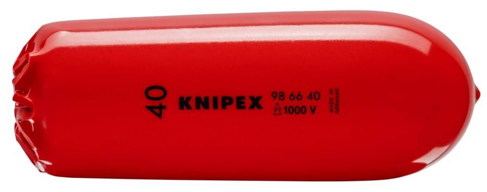 Rotes Werkzeug mit 'KNIPEX' und '1000 V' aufgedruckt, was auf elektrische Isolierung hinweist. In Deutschland hergestellt.